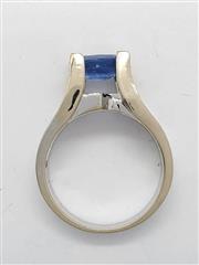 Oval Cut Sapphire Diamond Accent Ring Size 6.5 18K Solid White Gold